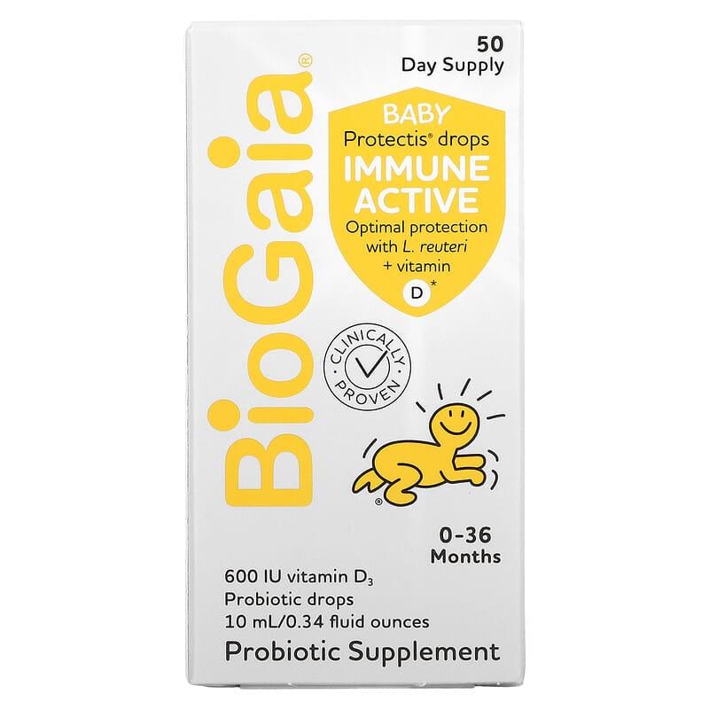 BioGaia, Baby Protectis Drops, Immune Active, 0-36 Months, 600 IU, 0.34 fl oz (10 ml) - Supply Center USA