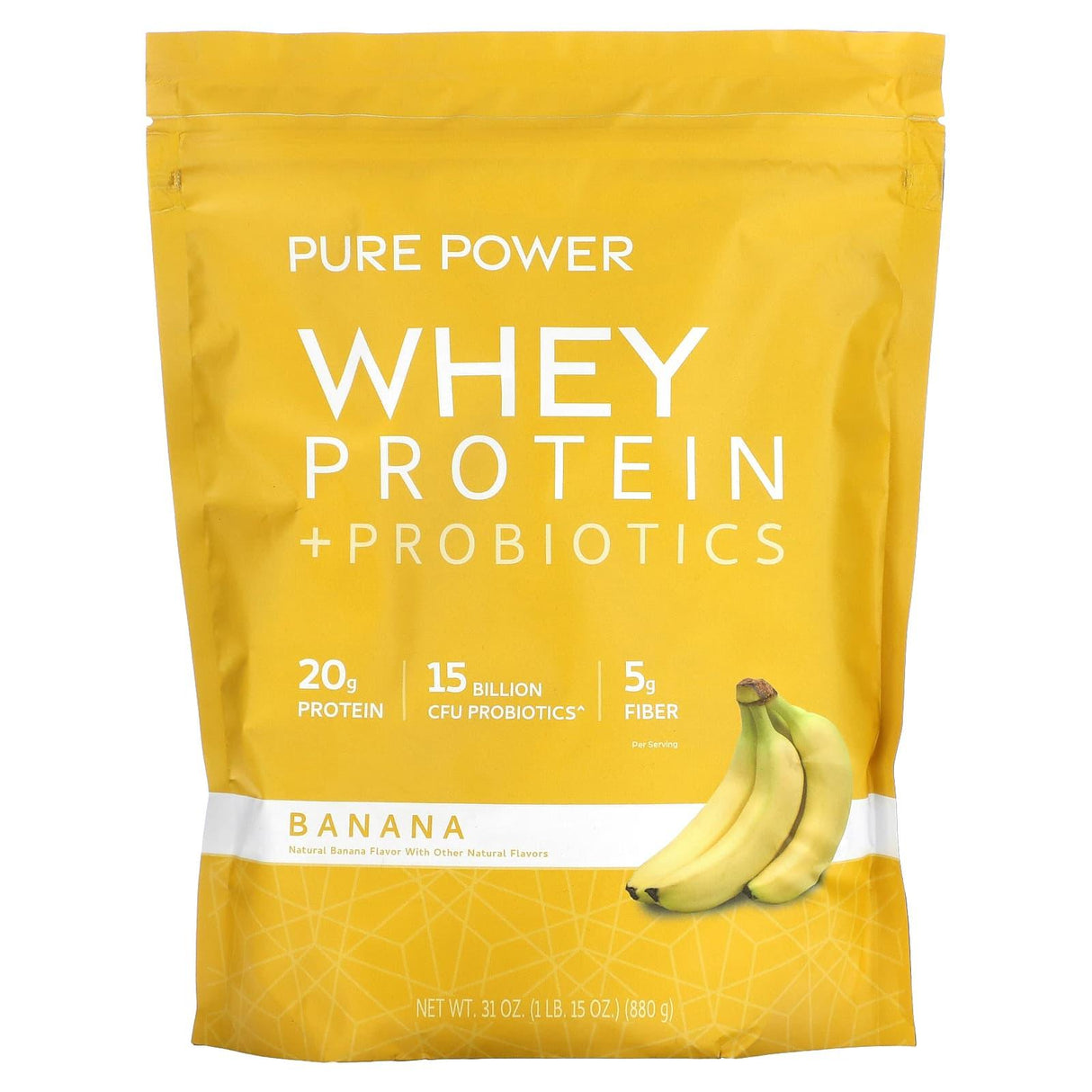 Dr. Mercola, Pure Power, Whey Protein + Probiotics, Banana, 1 lb 15 oz (880 g) - Supply Center USA