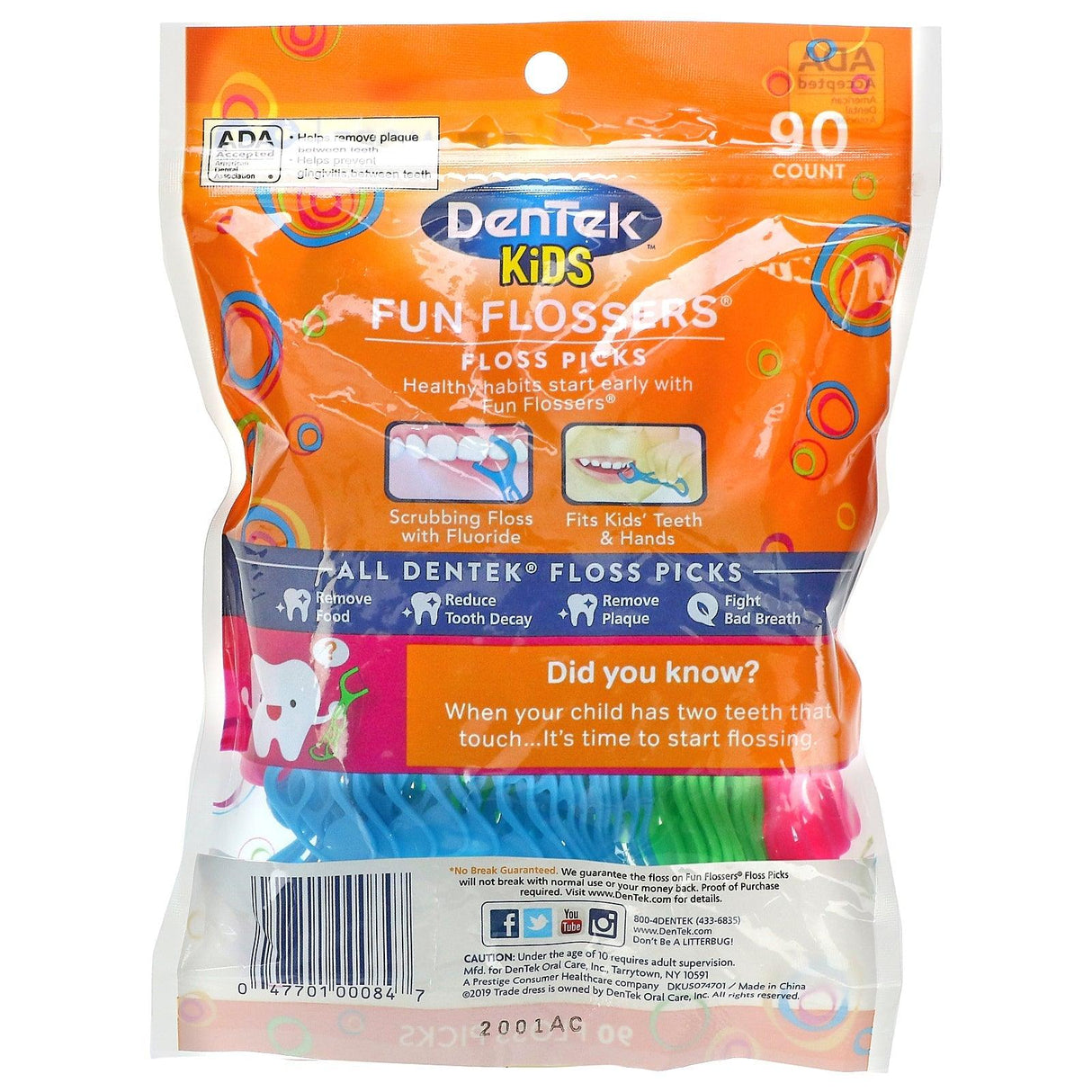 DenTek, Kids Fun Flossers, Wild Fruit, 90 Floss Picks - Supply Center USA