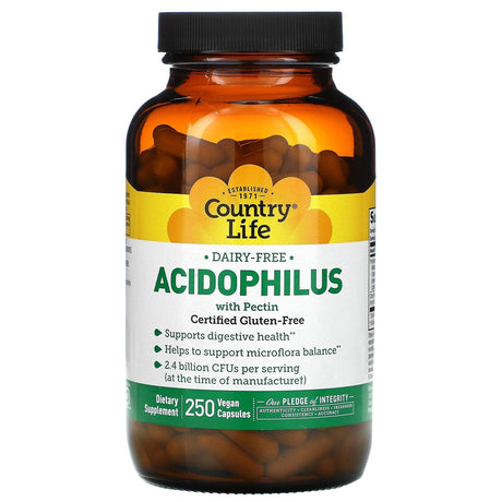 Country Life, Acidophilus with Pectin, 250 Vegan Capsules - Supply Center USA