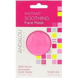 Andalou Naturals, Instant Soothing, 1000 Roses Rosewater Beauty Face Mask, .28 oz (8 g) - HealthCentralUSA