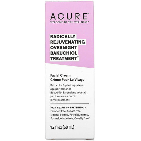 Acure, Radically Rejuvenating Overnight Bakuchiol Treatment, 1.7 fl oz (50 ml) - Supply Center USA