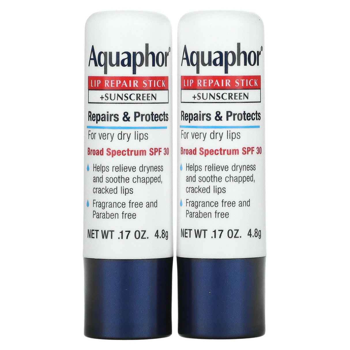 Aquaphor, Lip Repair Stick + Sunscreen, SPF 30, Fragrance Free, 0.17 oz (4.8 g) - Supply Center USA