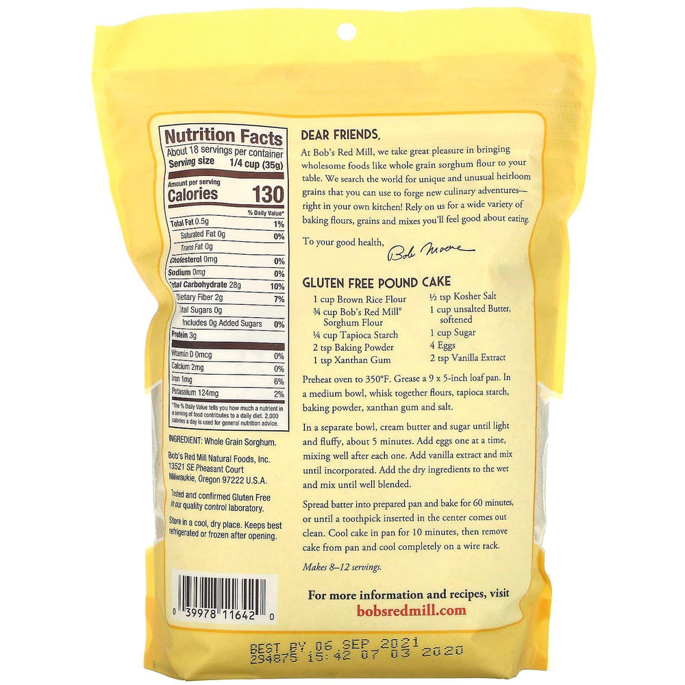 Bob's Red Mill, Stone Ground Sorghum Flour, 22 oz ( 624 g) - HealthCentralUSA