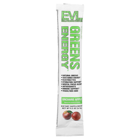 EVLution Nutrition, Stacked Greens Energy, Sample Pack, Orchard Apple, 3 Stickpacks, 0.2 oz (6.9 g) Each - Supply Center USA