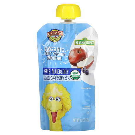 Earth's Best, Sesame Street, Organic Fruit Yogurt Smoothie, For Ages 2 and Up, Apple Blueberry, 4.2 oz (120 g) - Supply Center USA