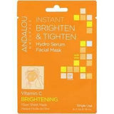 Andalou Naturals, Instant Brighten & Tighten, Hydro Serum Beauty Facial Mask, Brightening, 1 Single Use Fiber Sheet Mask, .6 fl oz (18 ml) - Supply Center USA