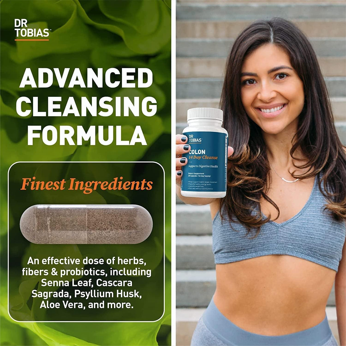 Dr. Tobias Colon 14 Day Cleanse, Advanced Gut Cleanse Detox for Women & Men with Cascara Sagrada, Psyllium Husk & Senna Leaf, Non-Gmo Colon Cleanse, 28 Capsules 1-2 Daily - Supply Center USA