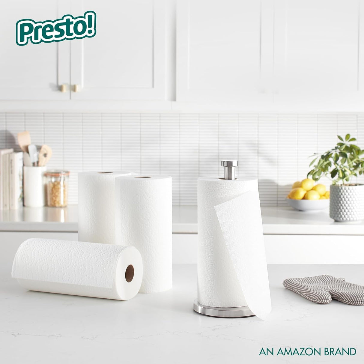 Amazon Brand - Presto! Flex-A-Size Paper Towels, 158 Sheet Huge Roll, 12 Rolls (2 Packs of 6), Equivalent to 38 Regular Rolls, White