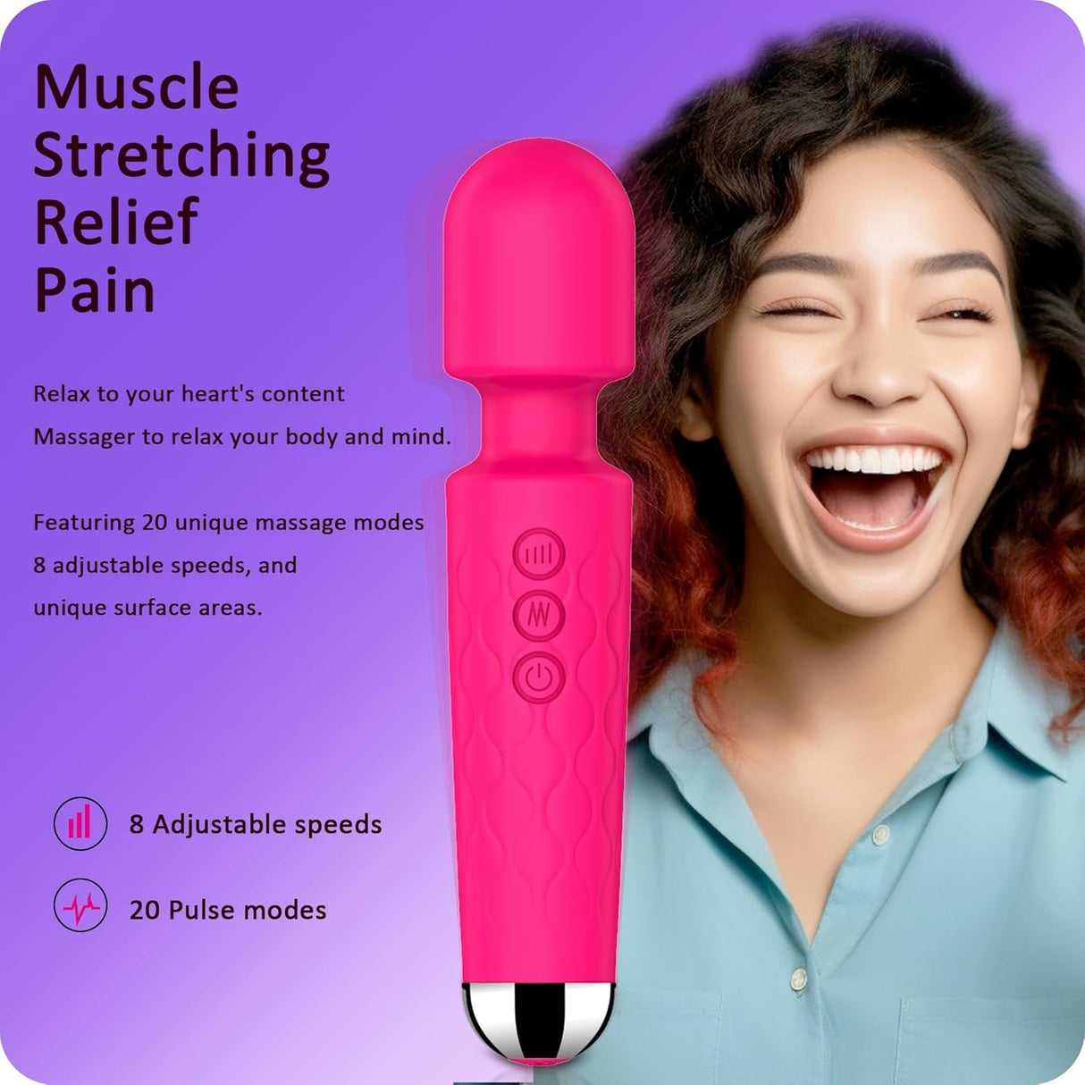 Vibrator Wand,Adult Sex Toy Wand, G Spot Dildo, Clit Vibrator, Sex Vibrators,Clitoris Stimulation,With 8 Speeds & 20 Patterns, Quiet,Fully Waterproof,Vibrating Wand for Her Pleasure (Rose Red)