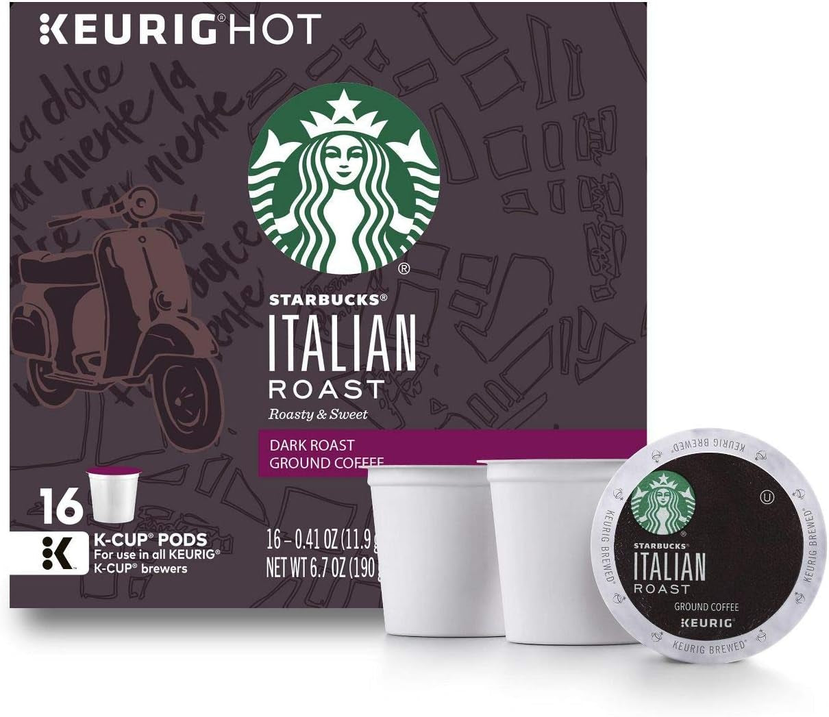 Starbucks K-Cup Coffee Pods, Dark Roast Coffee, French Roast for Keurig Brewers, 100% Arabica, 4 Boxes (96 Pods Total)