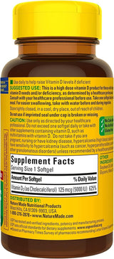 Nature Made Extra Strength Vitamin D3 5000 IU (125 Mcg), Dietary Supplement for Bone, Teeth, Muscle and Immune Health Support, 180 Softgels, 180 Day Supply - Supply Center USA