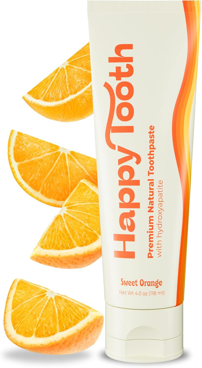 Happy Tooth Natural Hydroxyapatite Toothpaste - Fluoride Free, SLS Free - Whitening for Sensitive Teeth - Natural Ingredients - Dentist Formulated & Recommended - Adults & Kids - Vanilla Frosting