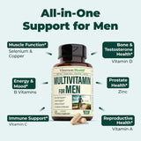 Multivitamin for Men - Daily Mens Multivitamins & Multiminerals Supplement for Energy, Focus and Performance. Mens Vitamins A, C, D, E & B12, Zinc, Calcium, Magnesium & More. Multi Vitamin Capsules - Supply Center USA