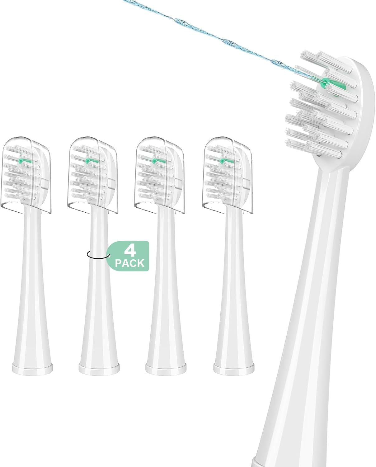 Replacement Brush Heads for Waterpik Sonic-Fusion 2.0 Flossing Toothbrush (SF-03/SF-04) and Sonic-Fusion Flossing Toothbrush (SF-01/SF-02),6 Count White with Covers