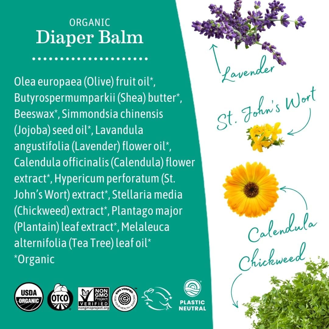 Earth Mama Organic Diaper Balm | Diaper Cream with Calendula | Calm Skin Baby Essentials for Diaper Bag |Multipurpose Baby Ointment, 2-Fluid Ounce