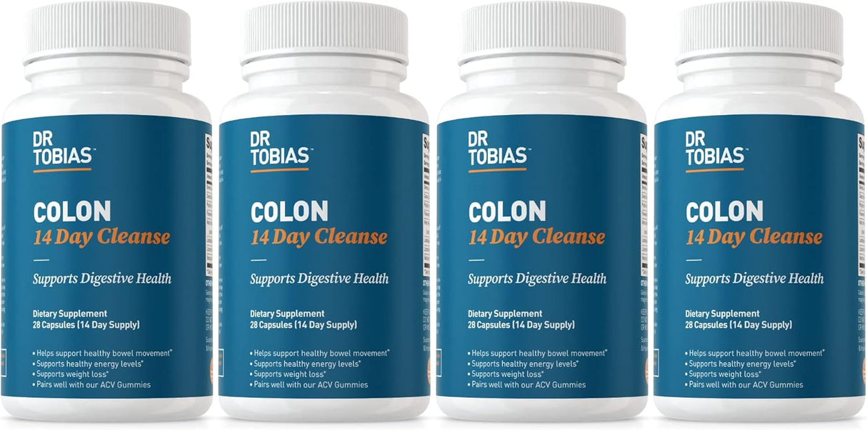 Dr. Tobias Colon 14 Day Cleanse, Advanced Gut Cleanse Detox for Women & Men with Cascara Sagrada, Psyllium Husk, Senna Leaf & Probiotics, Non-Gmo Colon Cleanse, 28 Capsules 1-2 Daily