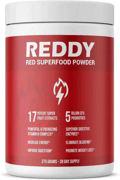 REDDY Superfood Powder: Boost Immunity, Enhance Energy & Vitality, Support Gut Health with 40+ Antioxidants, 20 Fruits & Vegetables, 5 Billion Probiotics - Made in USA - Supply Center USA