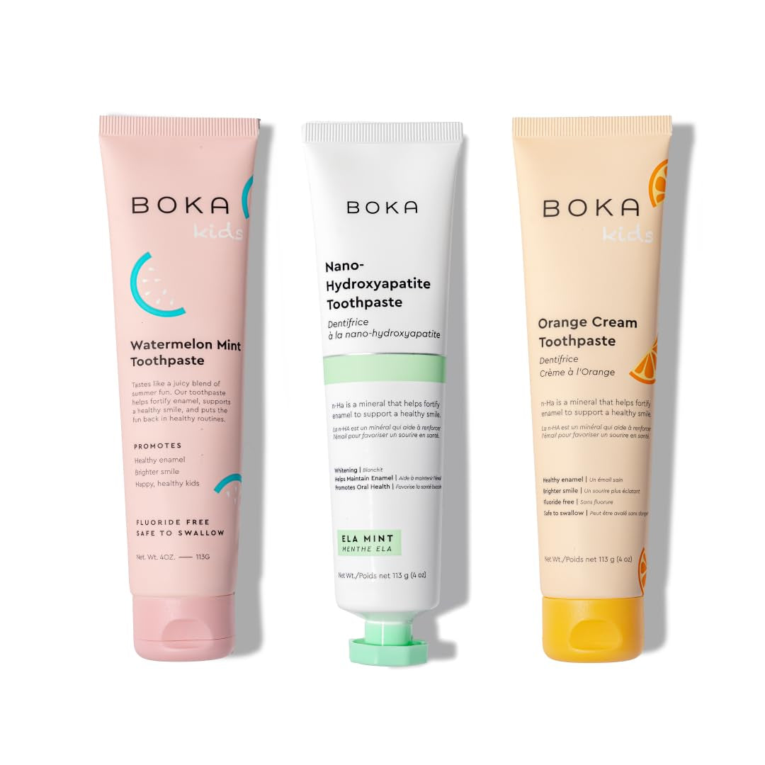 Boka Fluoride Free Toothpaste Nano Hydroxyapatite, Helps Remineralize, Appropriate for Sensitive Teeth, Whitening - for Adult, Kids Oral Care - Ela Mint Flavor, 4 Fl Oz 1Pk US Manufactured