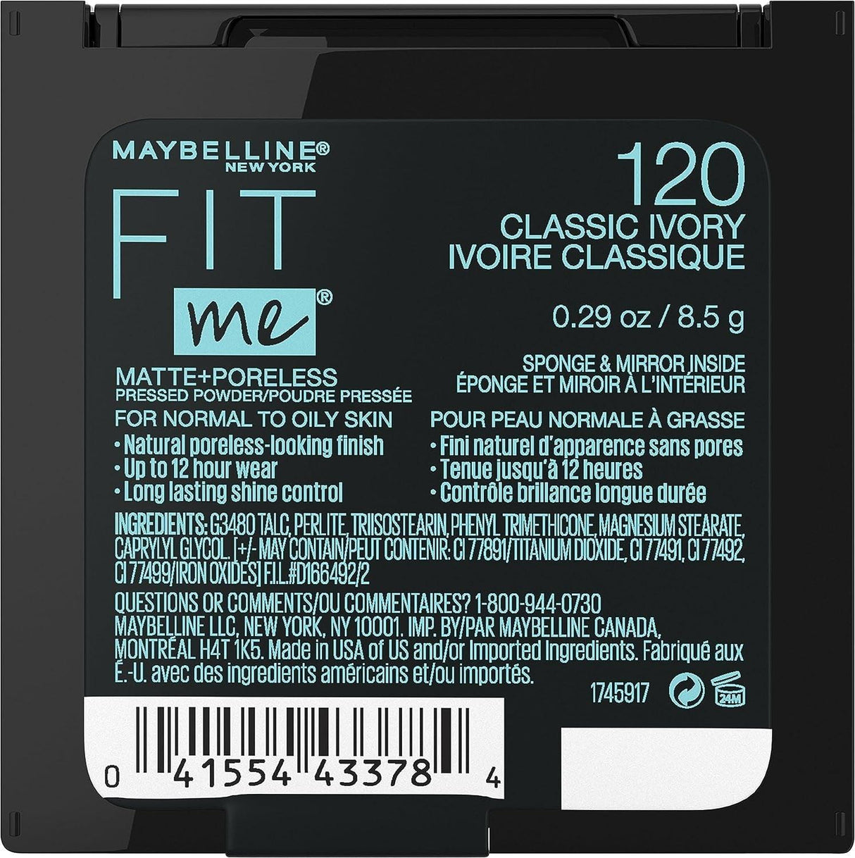 Maybelline Fit Me Matte + Poreless Pressed Face Powder Makeup & Setting Powder, Classic Ivory, 1 Count - Supply Center USA