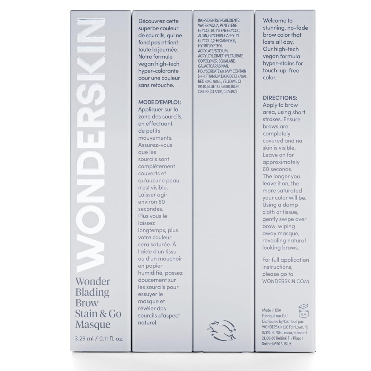 Wonderskin Eyebrow Tint - Wonder Blading Brow Stain & Go Masque, Long Lasting Brow Tint, Transfer Proof and Smudge Proof Eyebrow Stain (Brunette)