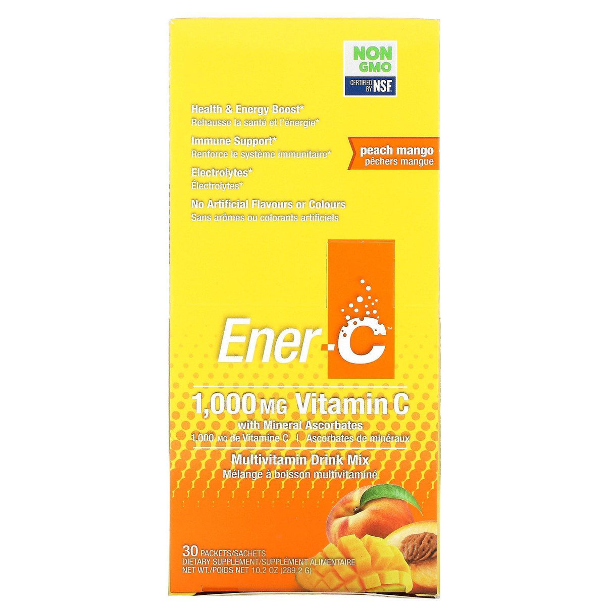 Ener-C, Vitamin C, Multivitamin Drink Mix, Peach Mango, 1,000 mg, 30 Packets, 0.3 oz (9.64 g) Each - Supply Center USA