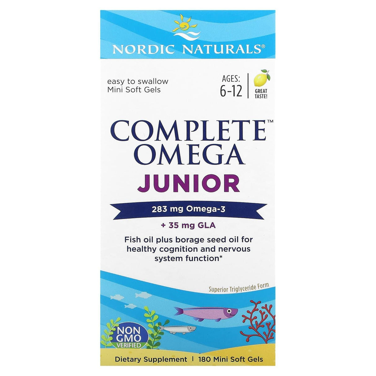 Nordic Naturals, Complete Omega Junior, Ages 6-12, Lemon, 90 Mini Soft Gels - Supply Center USA