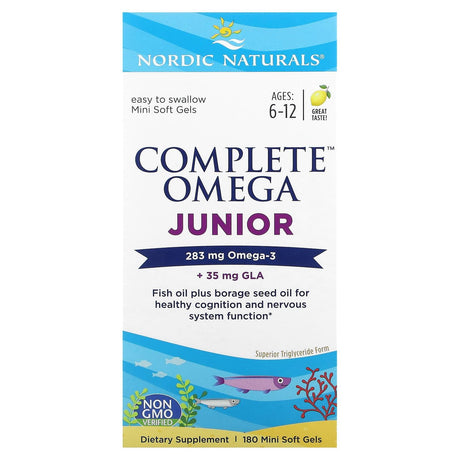 Nordic Naturals, Complete Omega Junior, Ages 6-12, Lemon, 90 Mini Soft Gels - Supply Center USA