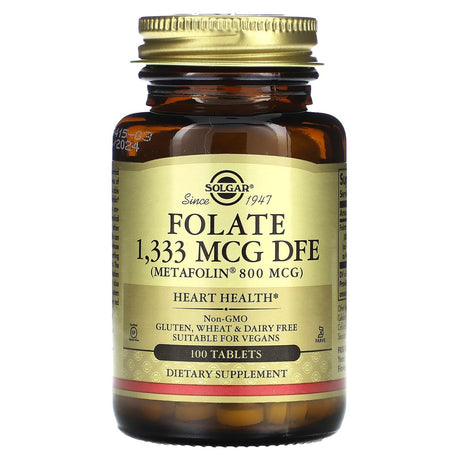 Solgar, Folate, 1,333 mcg DFE, 100 Tablets - Supply Center USA