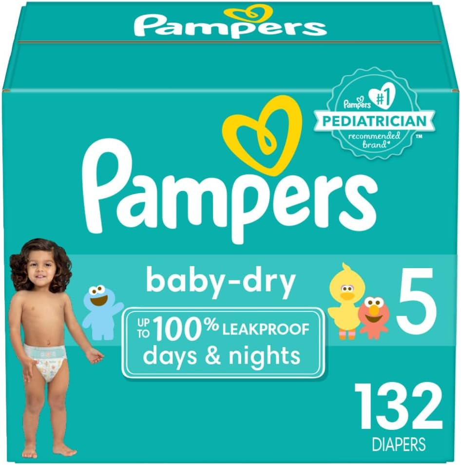 Pampers Baby Dry Diapers - Size 1, 120 Count, Absorbent Disposable Diapers