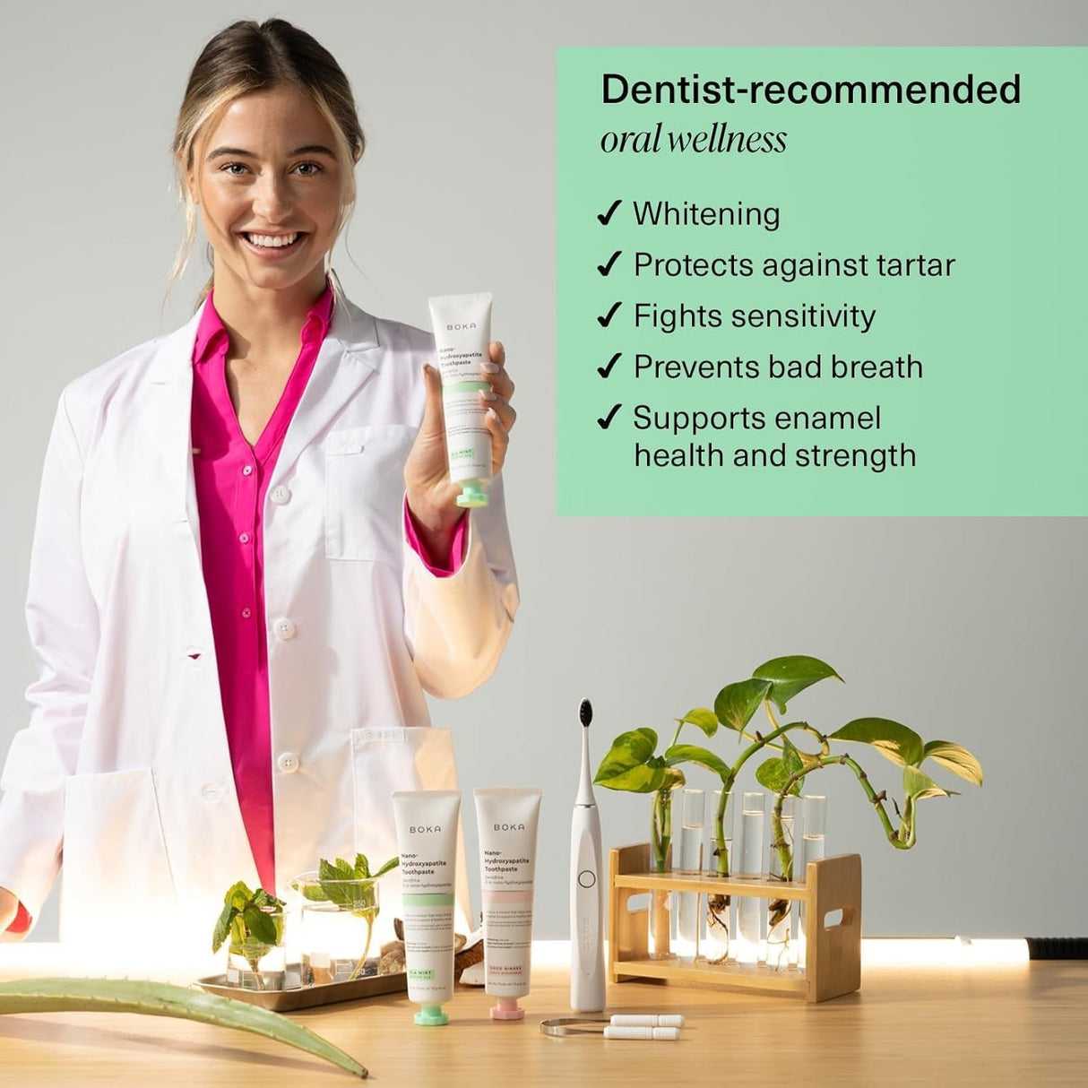 Boka Fluoride Free Toothpaste Nano Hydroxyapatite, Helps Remineralize, Appropriate for Sensitive Teeth, Whitening - for Adult, Kids Oral Care - Ela Mint Flavor, 4 Fl Oz 1Pk US Manufactured