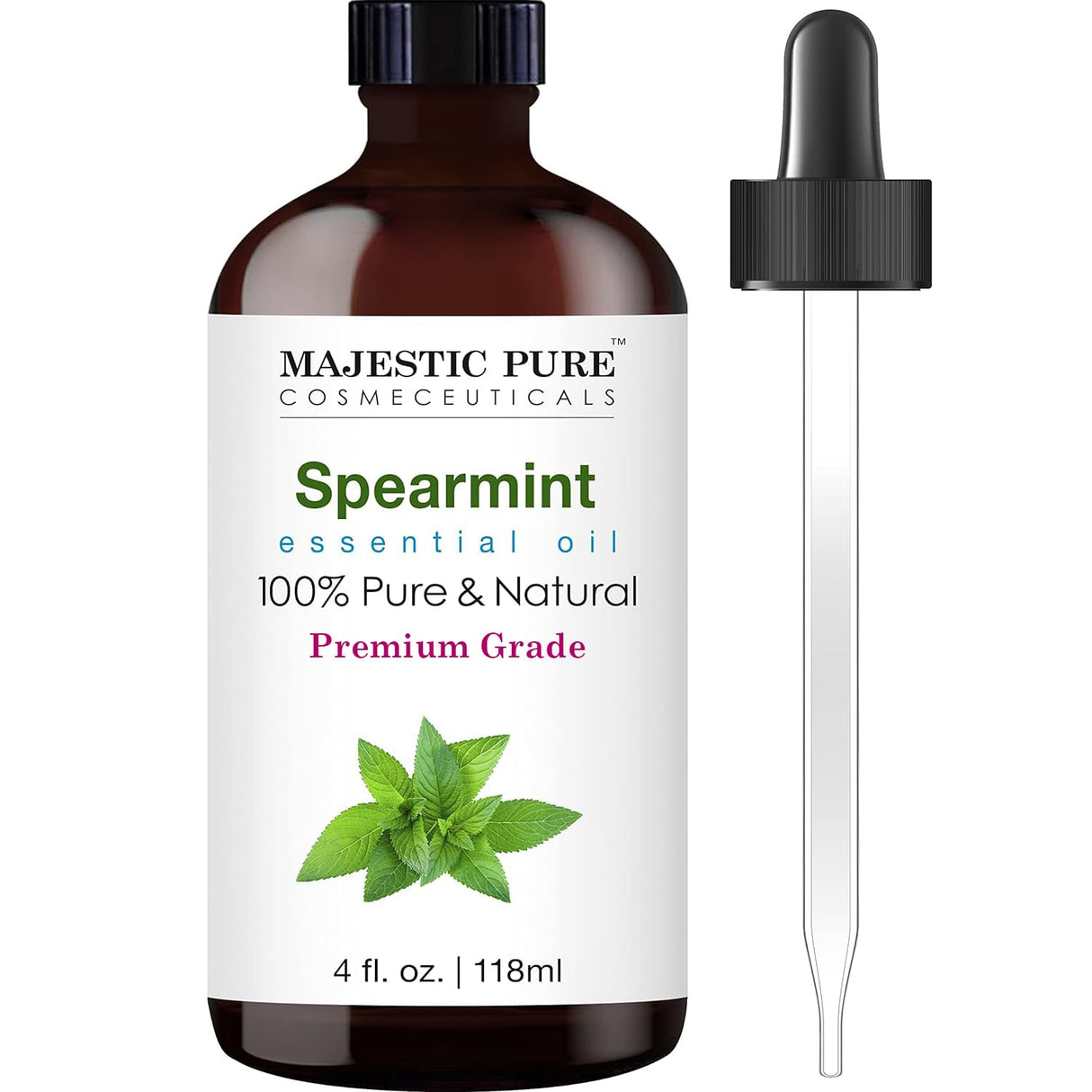 Majestic Pure Lavender Essential Oil with Glass Dropper | 100% Pure and Natural Lavender Oil | Premium Grade Essential Oils for Diffusers, Skin, Aromatherapy, Massage | 4 Fl Oz
