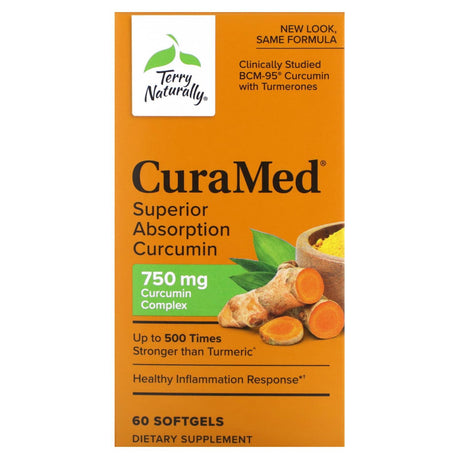 Terry Naturally, CuraMed, Superior Absorption Curcumin, 750 mg, 60 Softgels - Supply Center USA