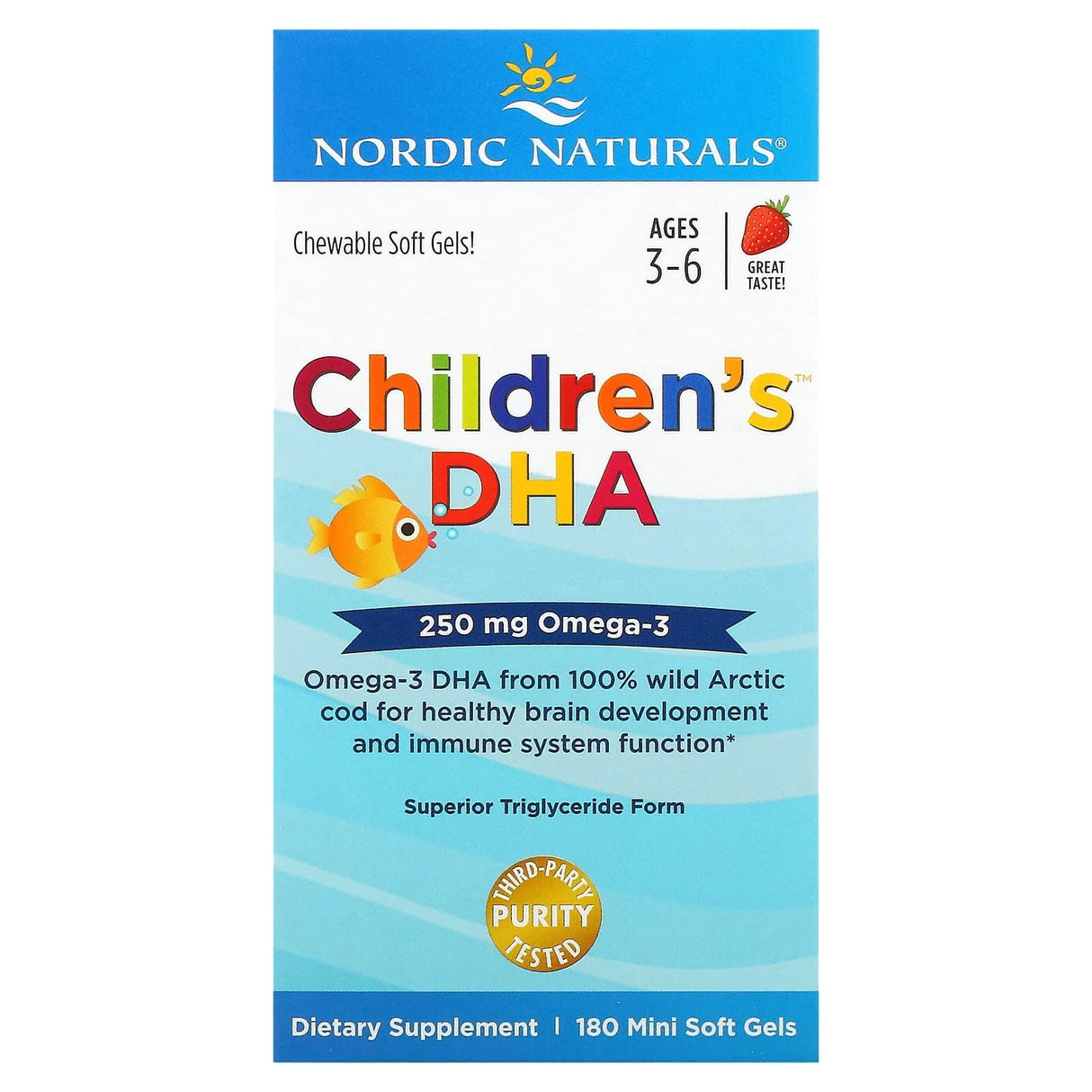 Nordic Naturals, Children's DHA, Ages 3-6, Strawberry, 180 Mini Soft Gels - Supply Center USA