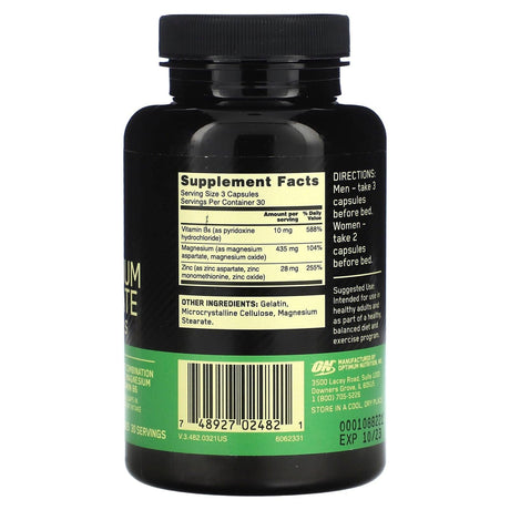 Optimum Nutrition, Zinc Magnesium Aspartate, 90 Capsules - Supply Center USA