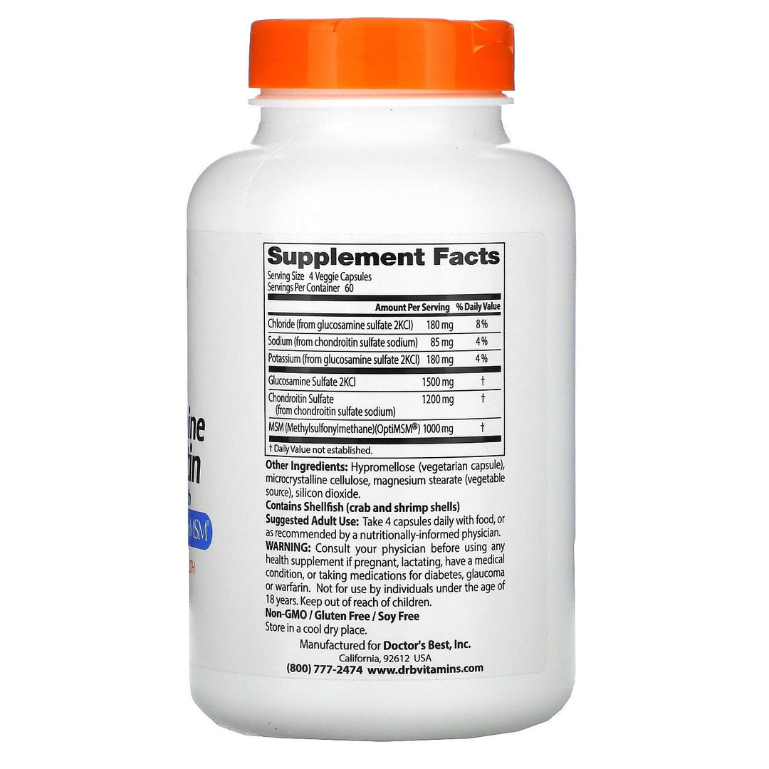 Doctor's Best, Glucosamine Chondroitin MSM with OptiMSM, 240 Veggie Caps - HealthCentralUSA