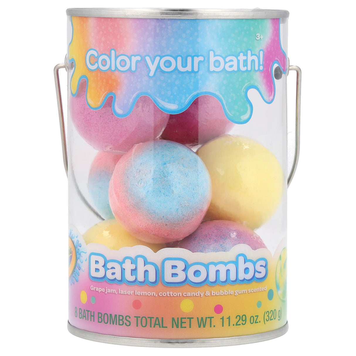 Crayola, Bath Bombs, Grape Jam, Laser Lemon, Cotton Candy & Bubble Gum Scented, 8 Bath Bombs, 11.29 oz (320 g)