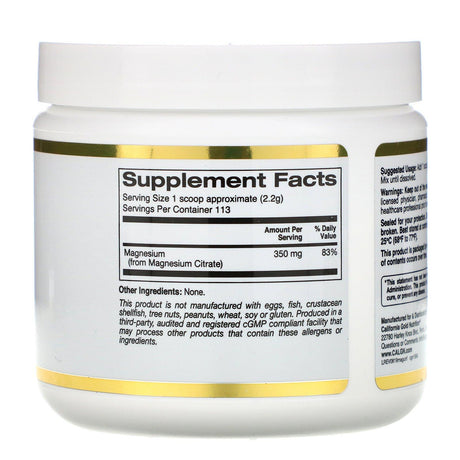 California Gold Nutrition, Magnesium Powder Beverage, Unflavored, 8.7 oz (247 g) - Supply Center USA