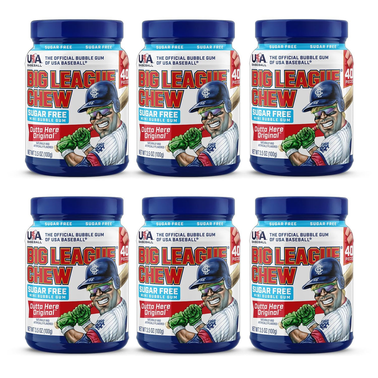 Big League Chew Outta Here Original Bubble Gum - Classic Ballpark Flavor | Perfect for Baseball Games, Teams, Concessions, Parties, and More | Pack of 12 Bags (2.12Oz Each)