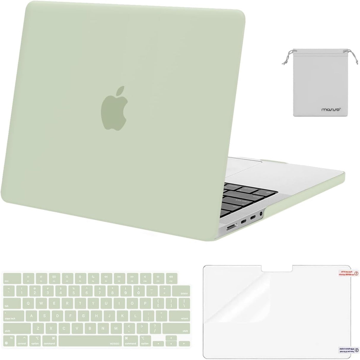 MOSISO Compatible with Macbook Pro 14 Inch Case 2024 2023 2022 2021 M4 M3 M2 M1 Pro Max A3112 A3185 A3401 A2918 A2992 A2779 A2442, Plastic Hard Shell&Keyboard Cover&Screen Film&Pouch, Black