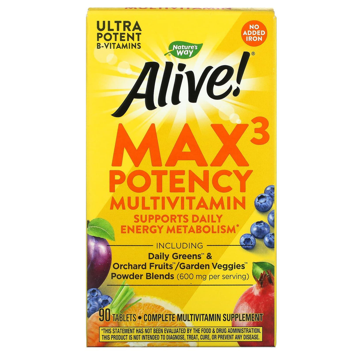 Nature's Way, Alive! Max3 Potency Multivitamin, No Added Iron, 180 Tablets - Supply Center USA