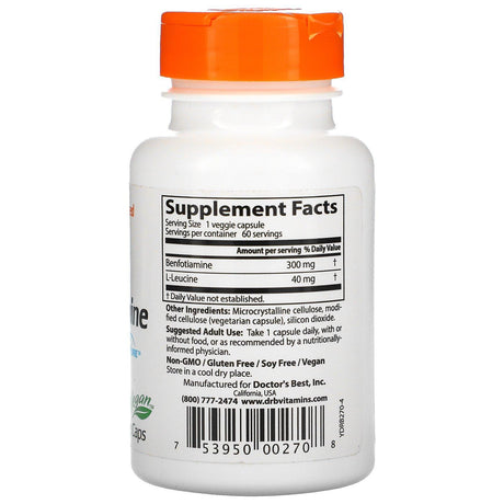 Doctor's Best, Benfotiamine with BenfoPure, 300 mg, 60 Veggie Caps - Supply Center USA