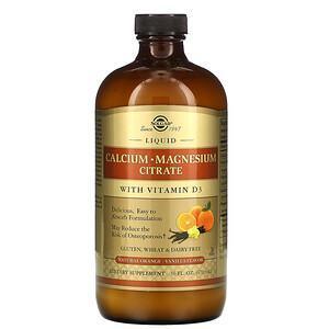 Solgar, Liquid Calcium Magnesium Citrate with Vitamin D3, Natural Orange Vanilla, 16 fl oz (473 ml) - Supply Center USA