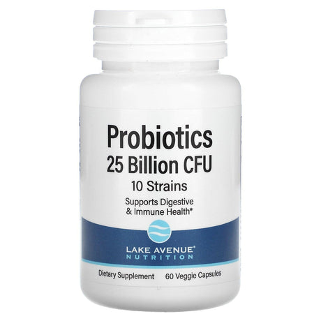 Lake Avenue Nutrition, Probiotics, 10 Strain Blend, 25 Billion CFU, 60 Veggie Capsules - Supply Center USA