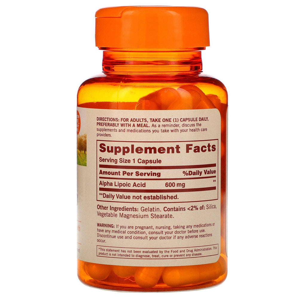 Sundown Naturals, Alpha Lipoic Acid, 600 mg, 60 Capsules - HealthCentralUSA