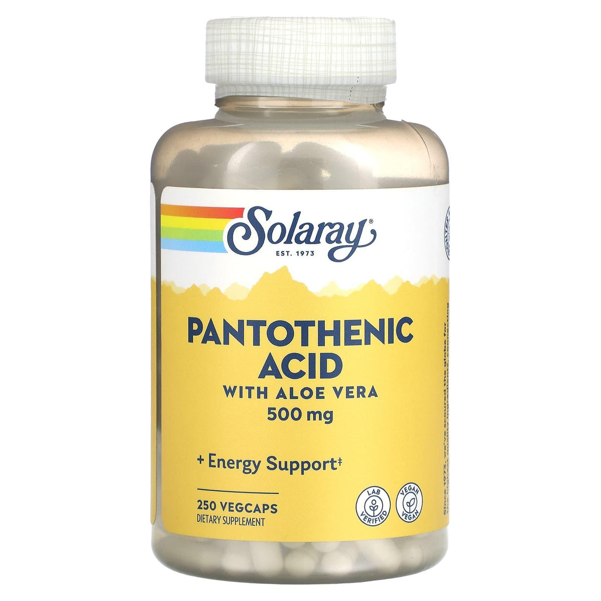 Solaray, Pantothenic Acid with Aloe Vera, 500 mg, 250 VegCaps - Supply Center USA