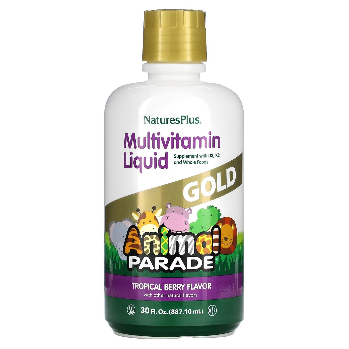 NaturesPlus, Animal Parade, Multivitamin Liquid, Tropical Berry, 8 fl oz (236.56 ml) - Supply Center USA