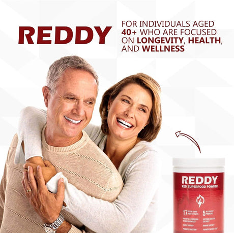 REDDY Superfood Powder: Boost Immunity, Enhance Energy & Vitality, Support Gut Health with 40+ Antioxidants, 20 Fruits & Vegetables, 5 Billion Probiotics - Made in USA - Supply Center USA