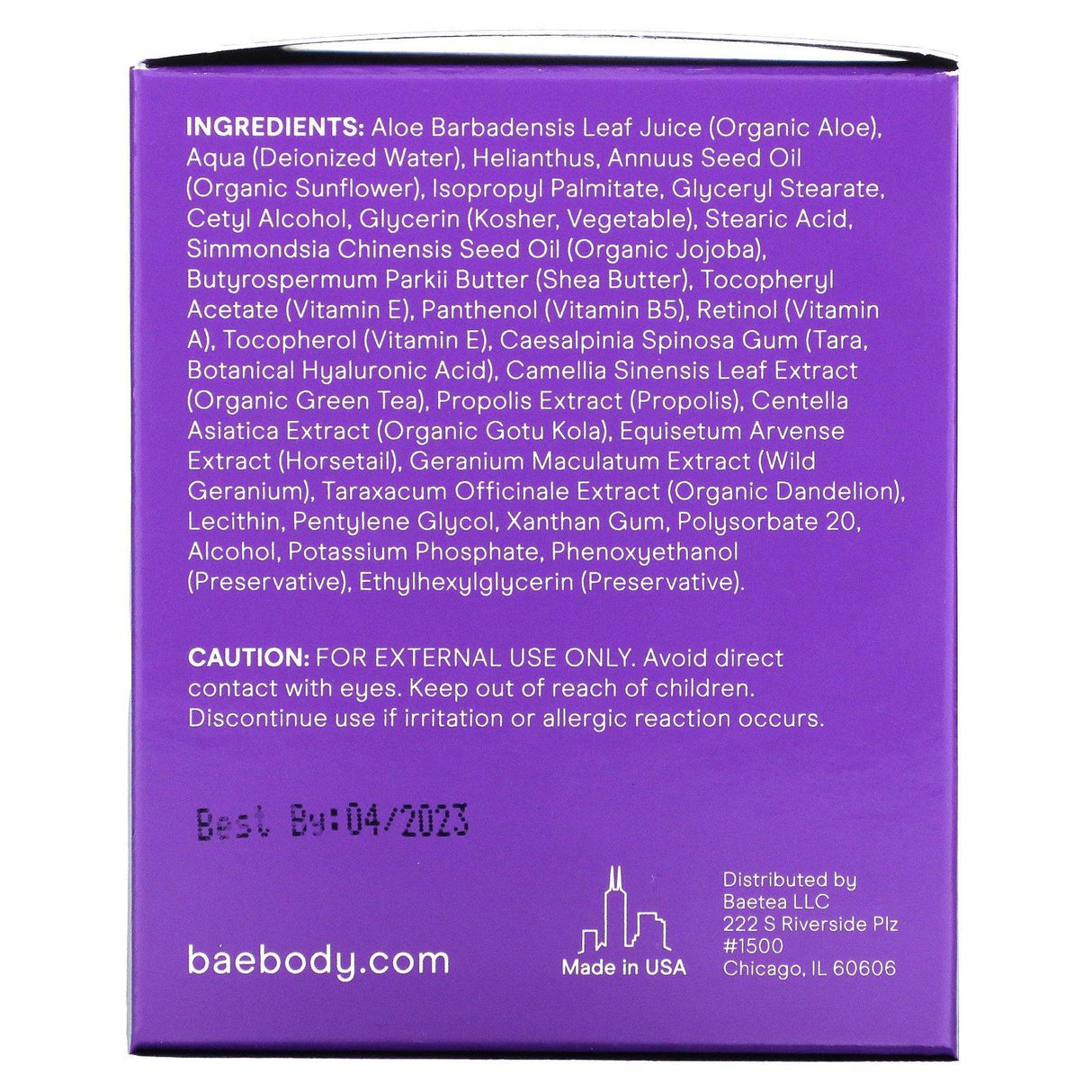 Baebody, Retinol Moisturizer, 1.7 fl oz (50 ml) - Supply Center USA