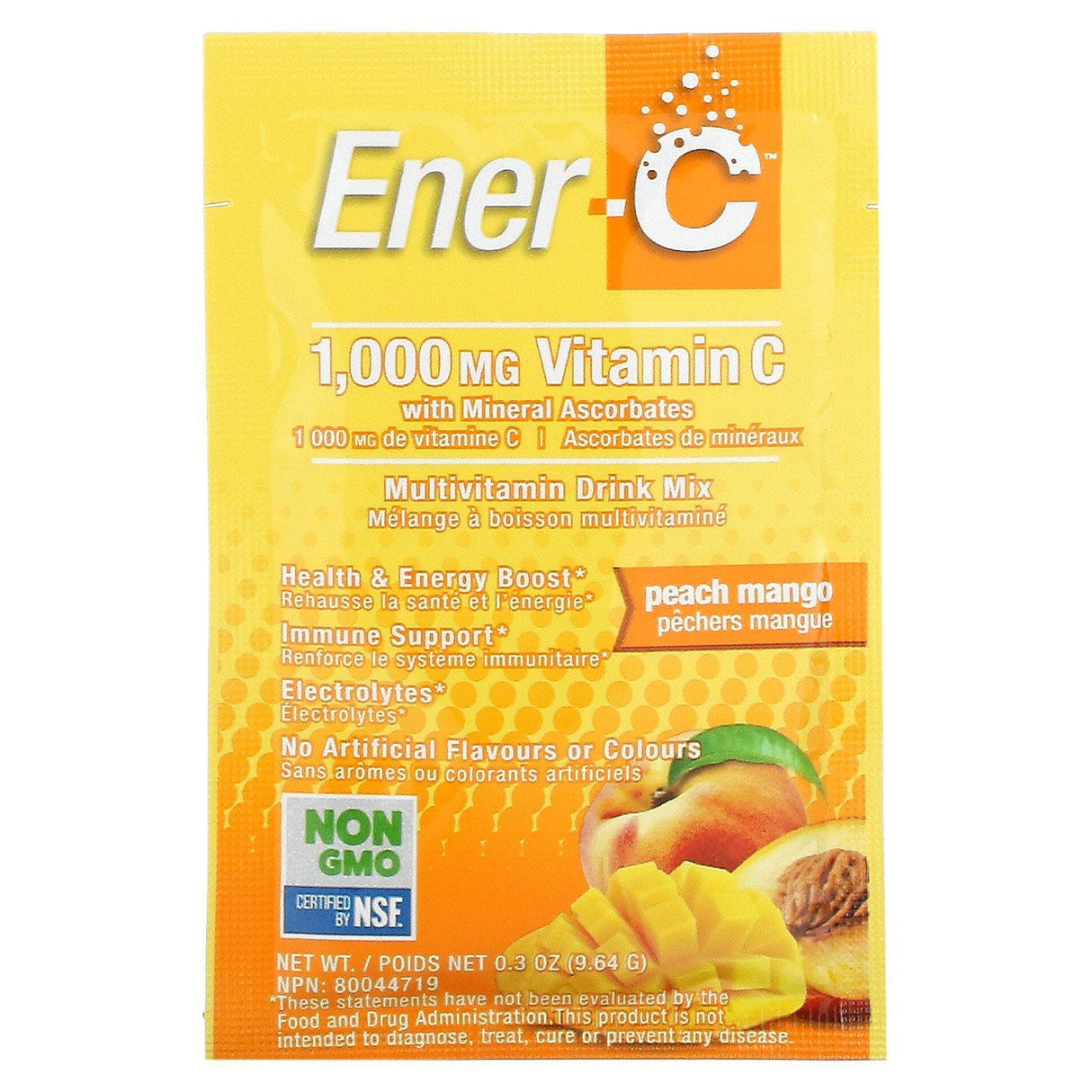 Ener-C, Vitamin C, Multivitamin Drink Mix, Peach Mango, 1,000 mg, 30 Packets, 0.3 oz (9.64 g) Each - Supply Center USA